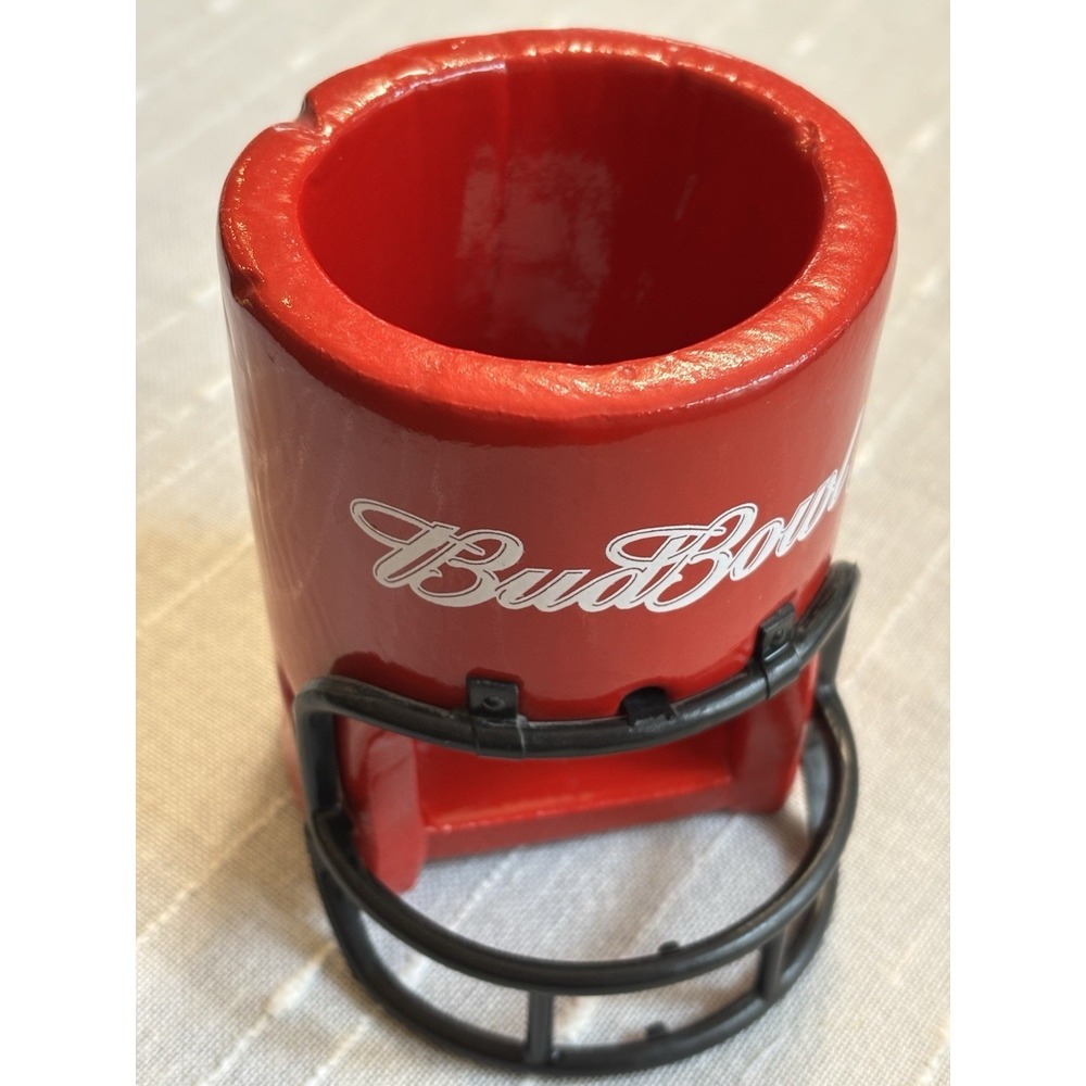 Vintage Budweiser "Bud Bowl" Football Helmet Red Drink Holder Koozie